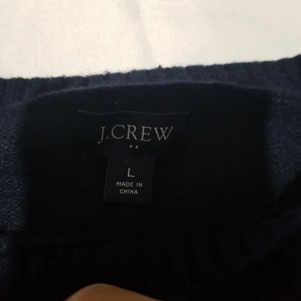 J.Crew Men's Supersoft Lambswool Blend Crewneck Sweater Navy Blue Size L AA027